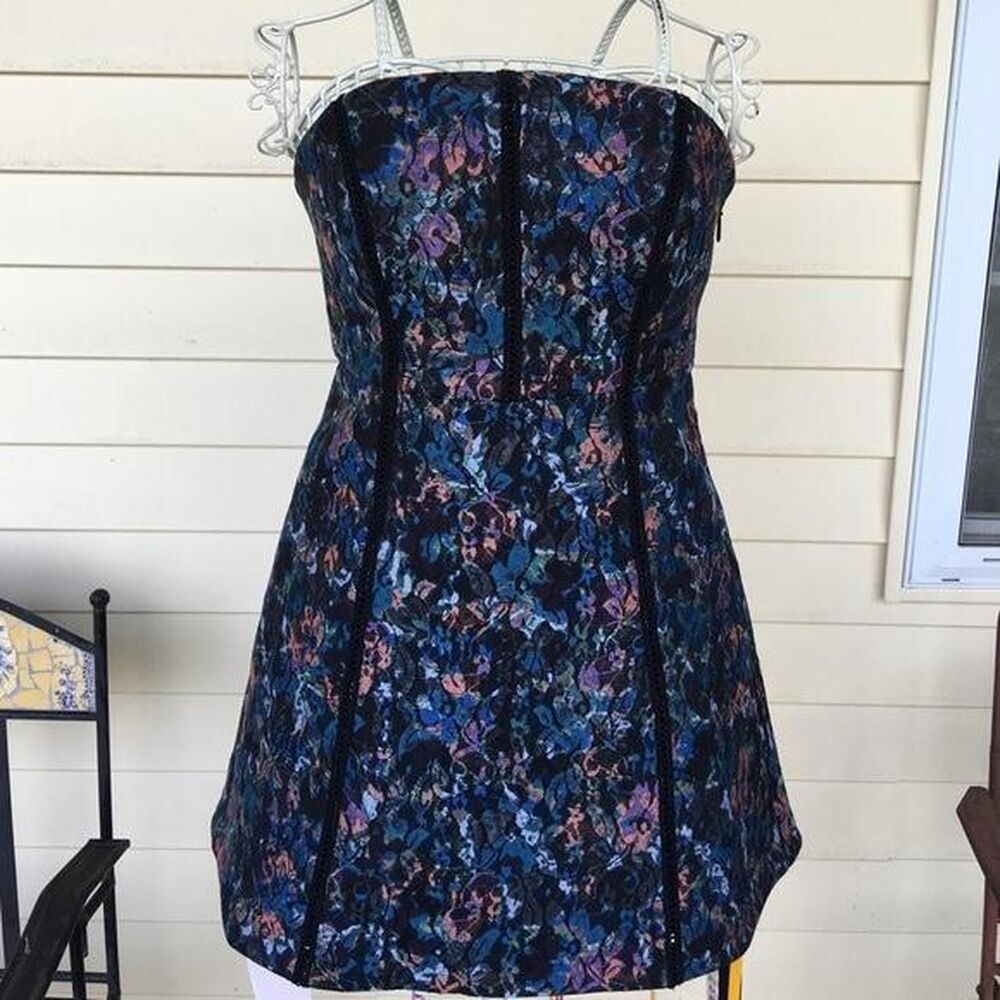 Free People Lily floral print lace strapless mini dress Graduation | Size 10 - Picture 8 of 8